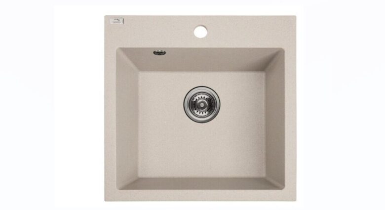 Laveo virtuves izlietne Alena 49x49x21.5cm ar sifonu, bēša